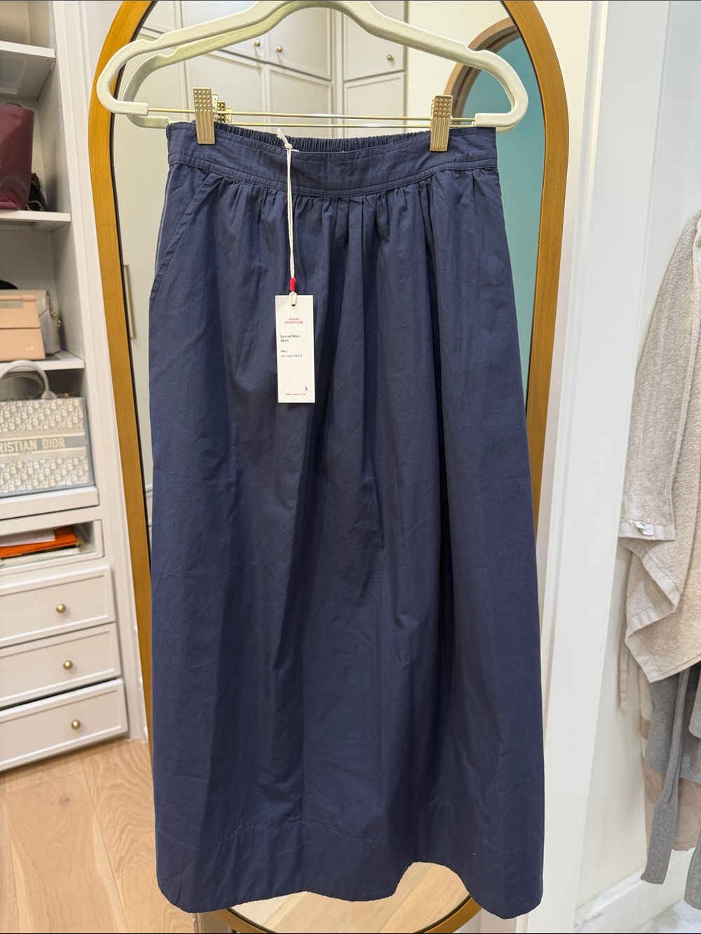 Classic Navy Maxi Skirt with Elastic Waist